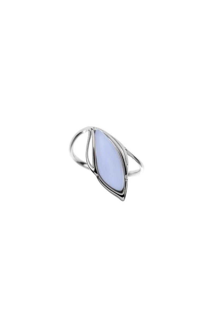Bague avec agate blue lace en argent rhodié 925 - RIVE GAUCHE