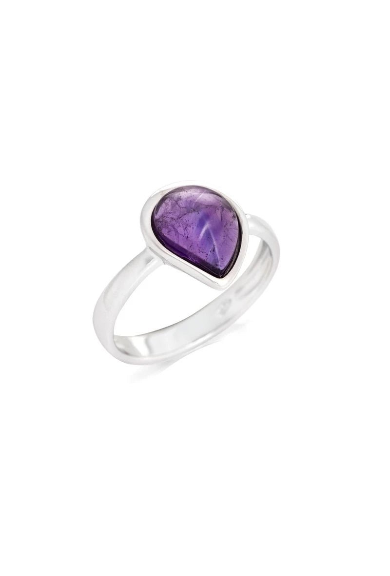Bague avec améthyste violette en goutte argent 925 - RIVE GAUCHE