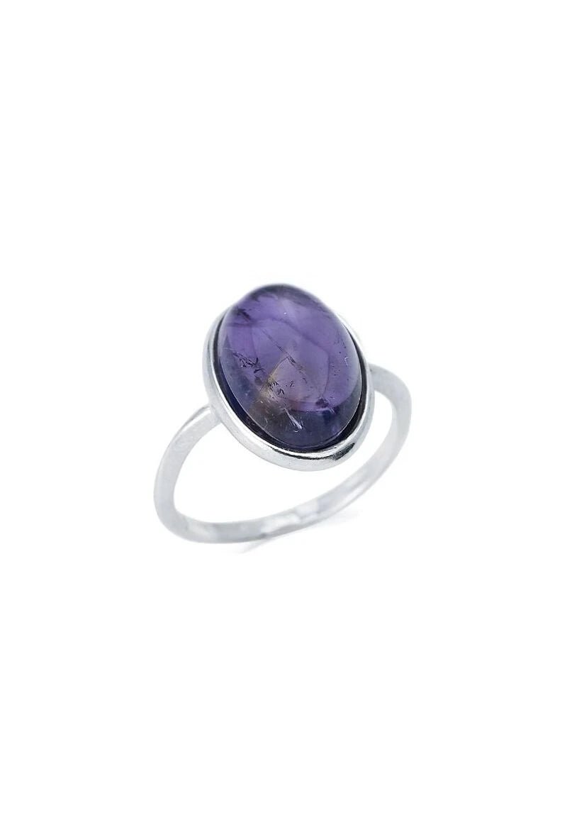 Bague avec améthyste violette ovale argent 925 - RIVE GAUCHE