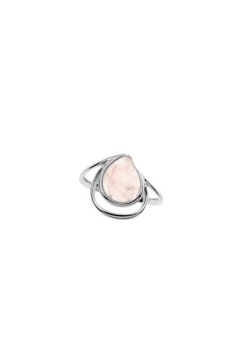 Bague avec quartz rose naturel en argent rhodié 925/1000 - RIVE GAUCHE