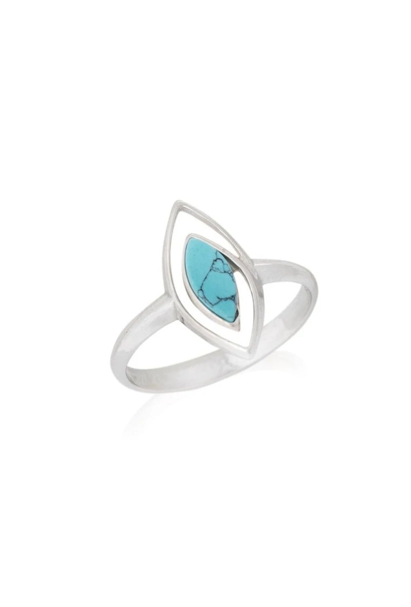 Bague créateur avec turquoise naturelle reconstituée argent 925 - RIVE GAUCHE