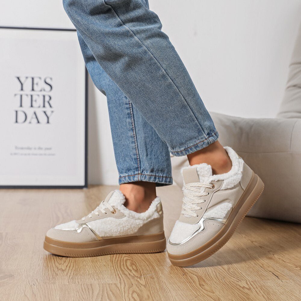 Baskets beiges à empiècement moumoute - RIVE GAUCHE