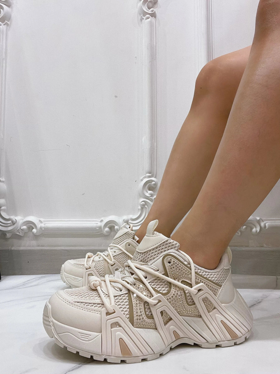 Baskets en mix matiere beige - RIVE GAUCHE