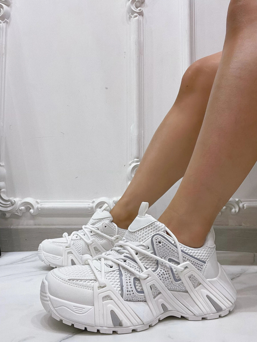 Baskets en mix matiere blanches - RIVE GAUCHE