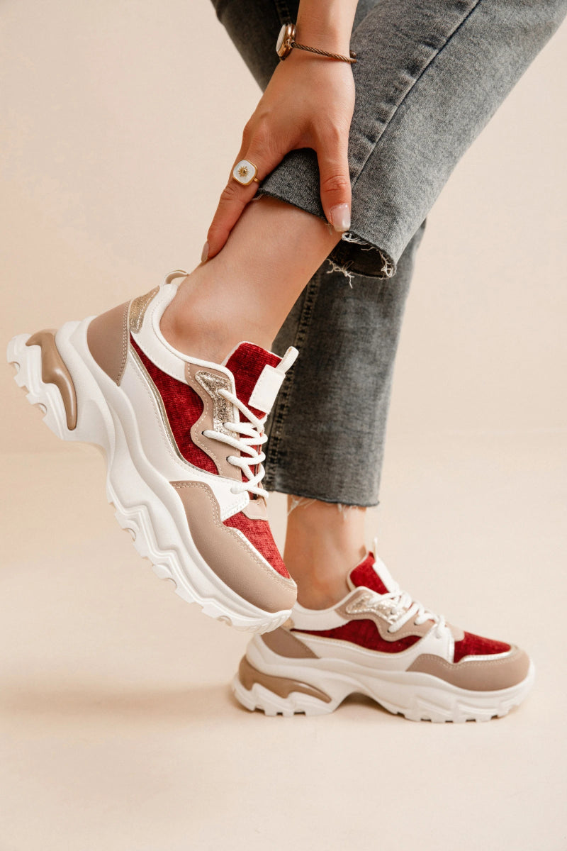 Baskets rouges Sofia à lacets - RIVE GAUCHE