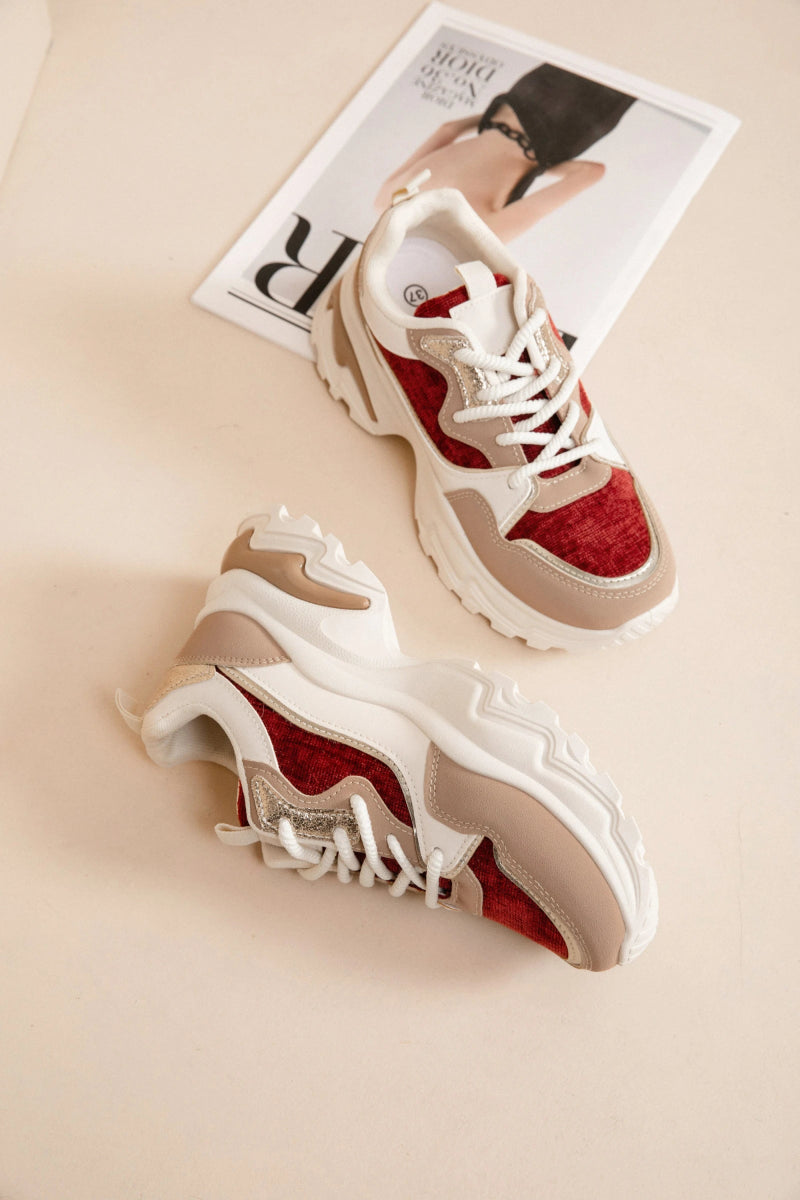 Baskets rouges Sofia à lacets - RIVE GAUCHE