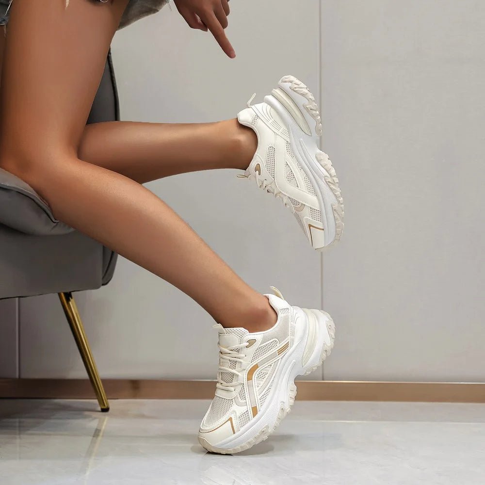 Baskets running beiges à semelles épaisses - RIVE GAUCHE