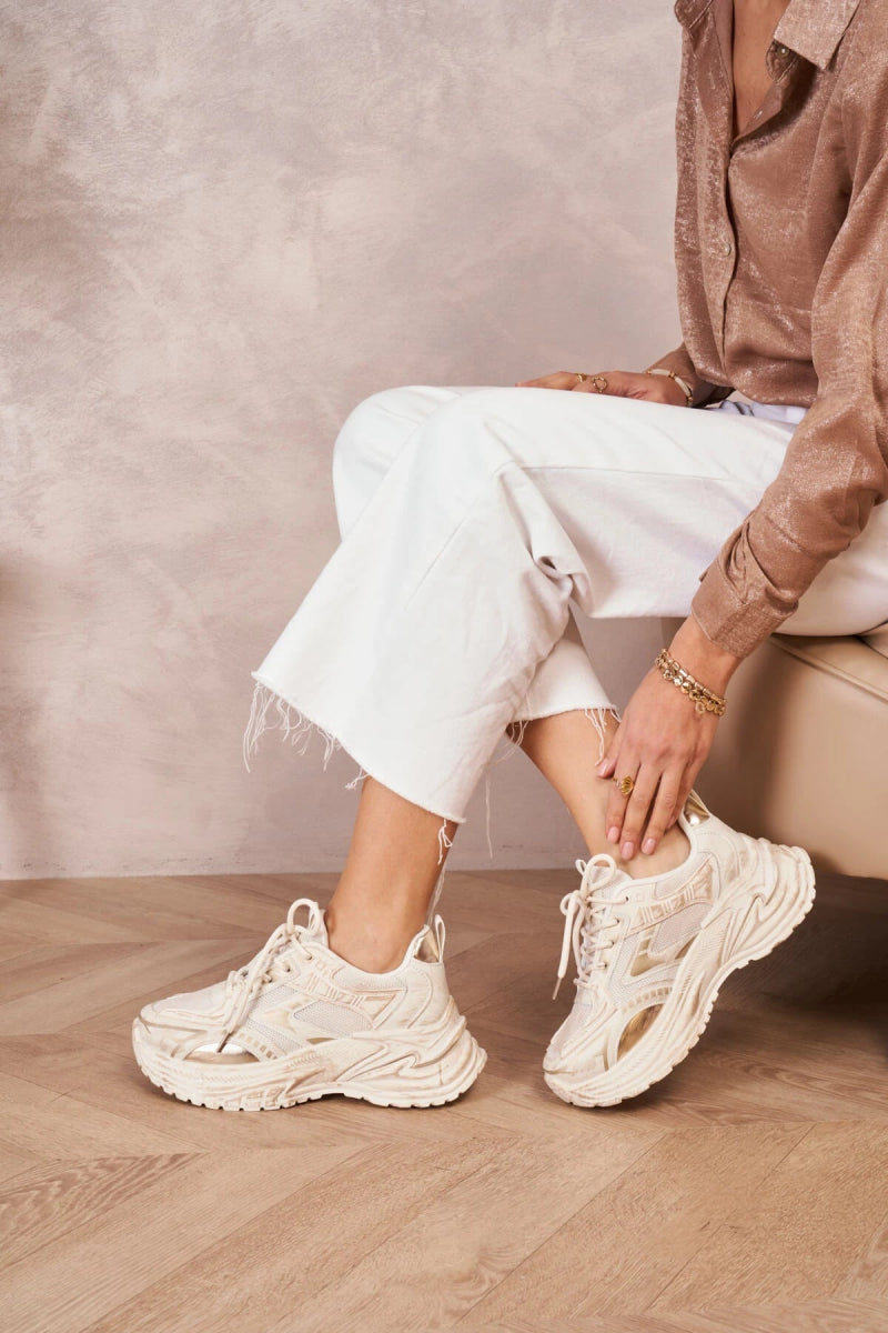 Baskets Sneakers beiges compensées - RIVE GAUCHE