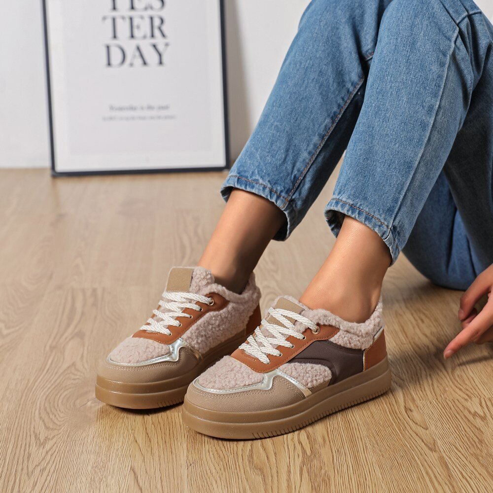 Baskets taupe à empiècement moumoute - RIVE GAUCHE