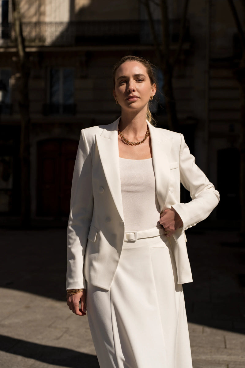 Blazer croisée blanc ajustée à double boutonnage Volka - RIVE GAUCHE