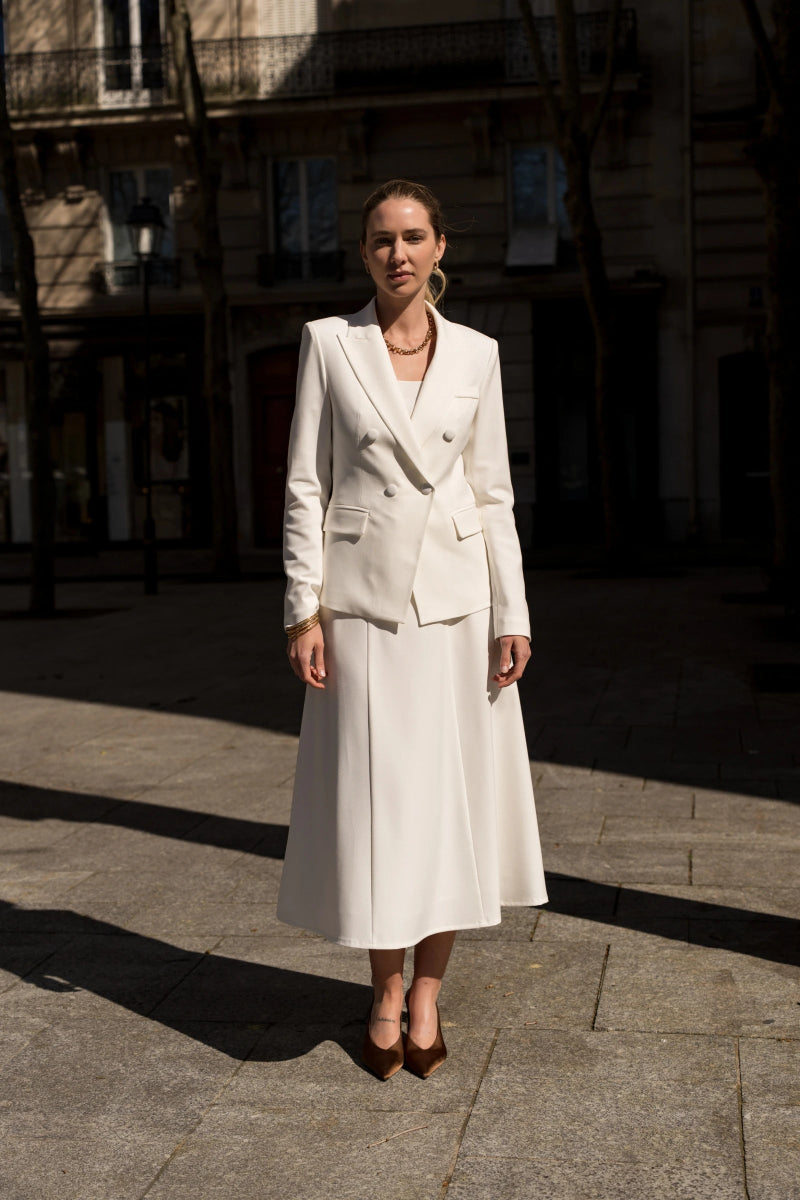 Blazer croisée blanc ajustée à double boutonnage Volka - RIVE GAUCHE