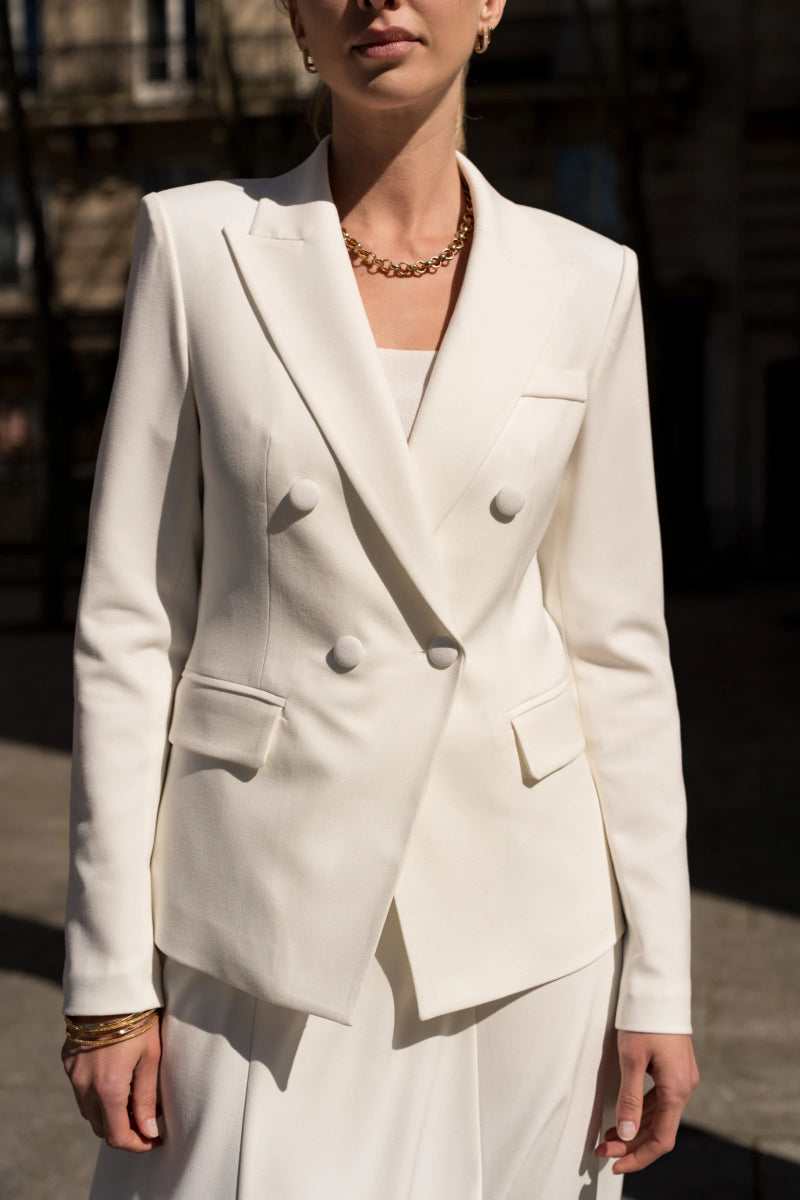 Blazer croisée blanc ajustée à double boutonnage Volka - RIVE GAUCHE