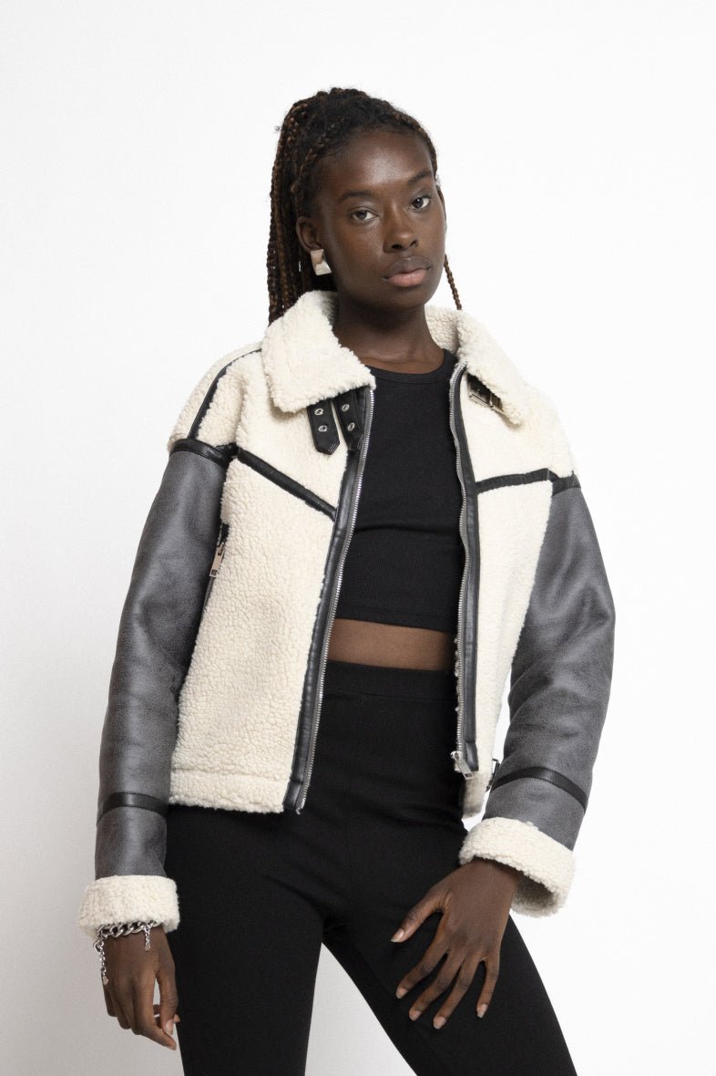 Blouson aviateur bi - matière anthracite - RIVE GAUCHE