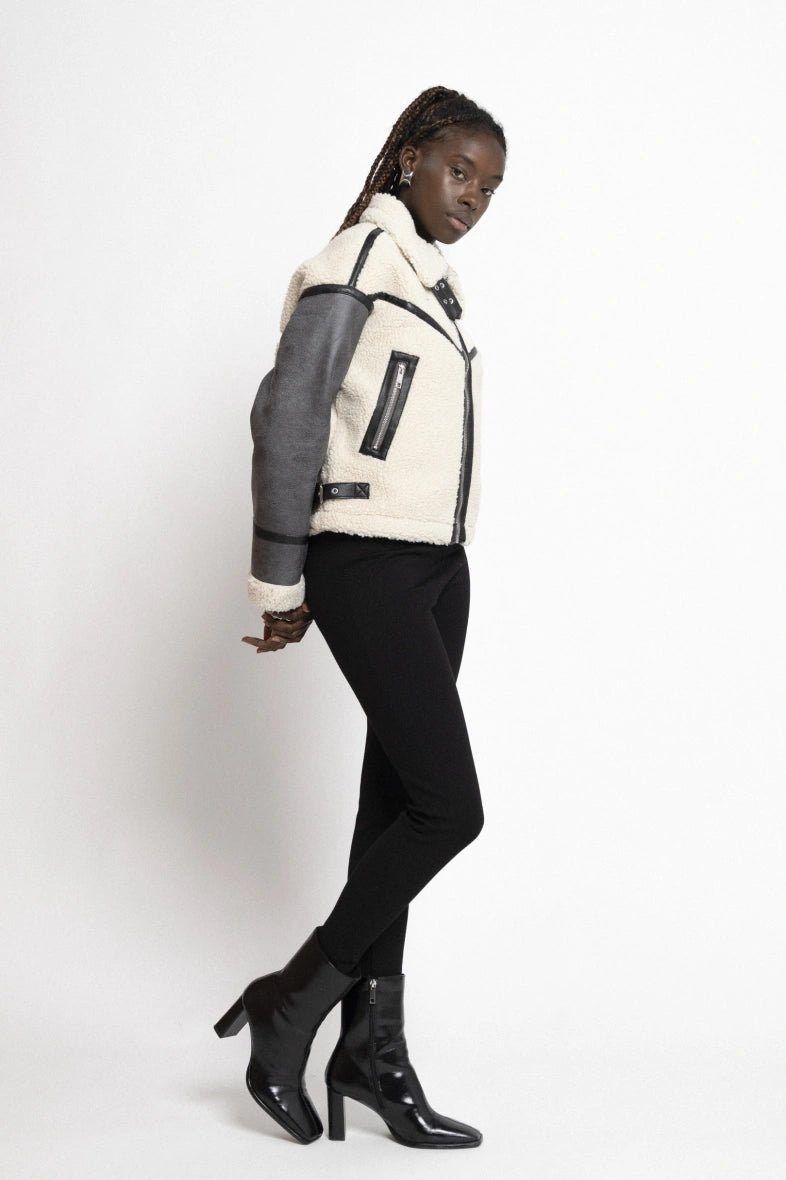 Blouson aviateur bi - matière anthracite - RIVE GAUCHE