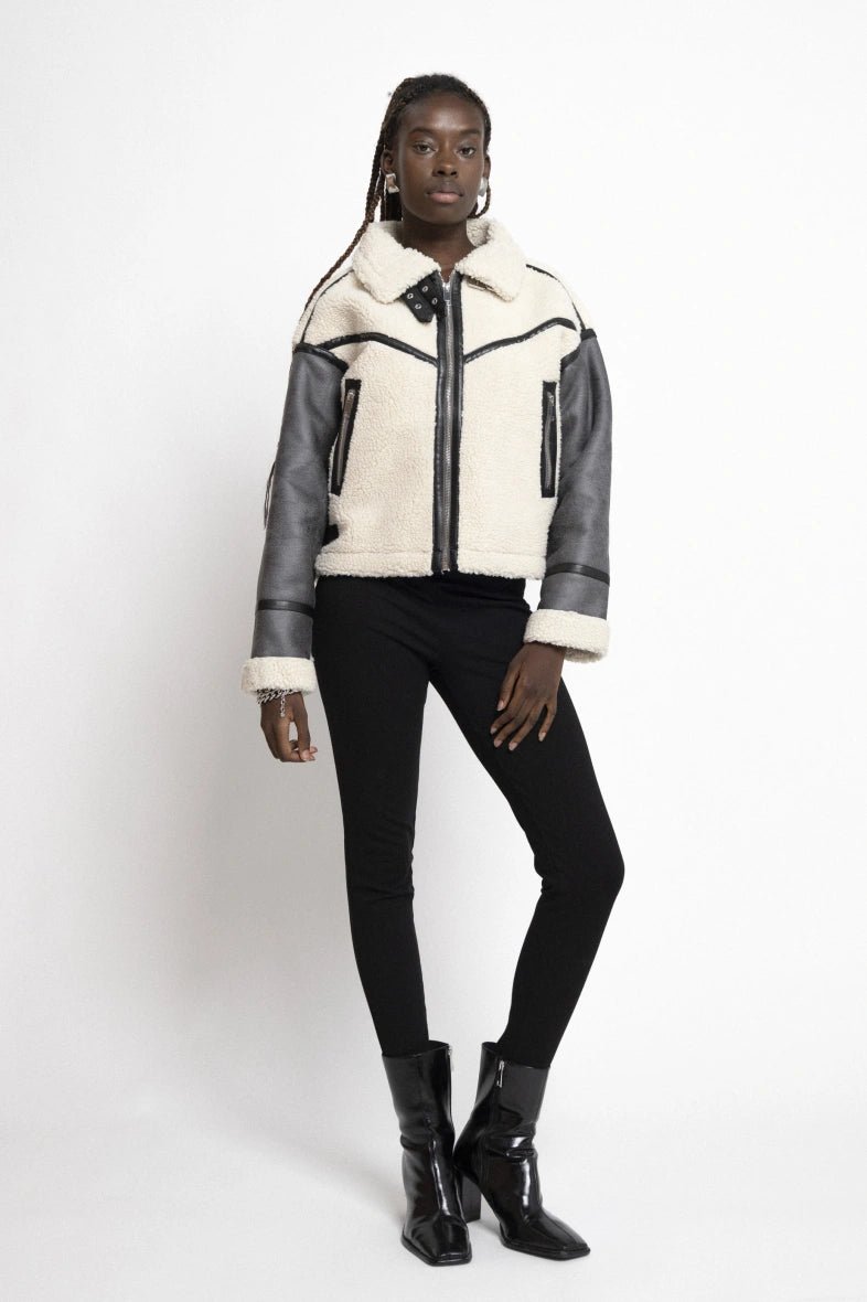 Blouson aviateur bi - matière anthracite - RIVE GAUCHE