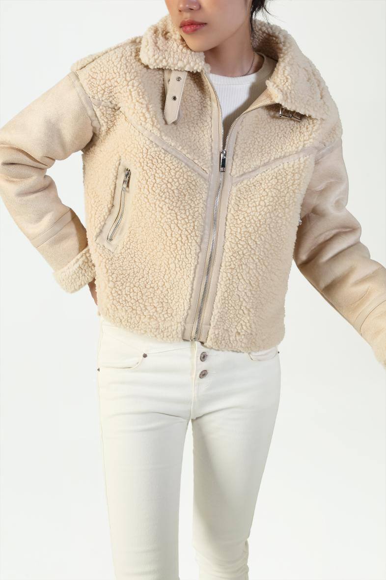 Blouson aviateur bi - matière écru - RIVE GAUCHE