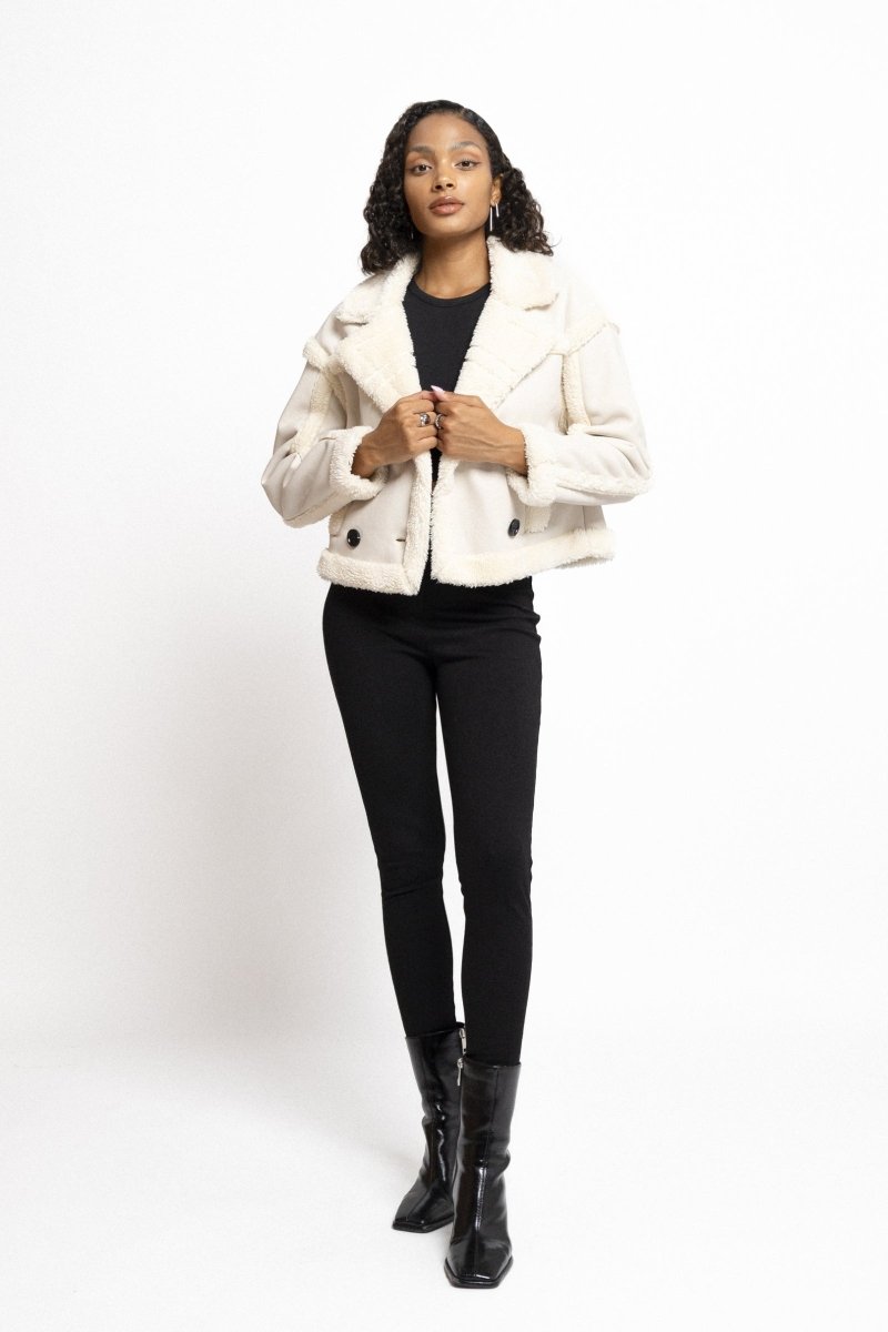 Blouson aviateur court bi matière - RIVE GAUCHE