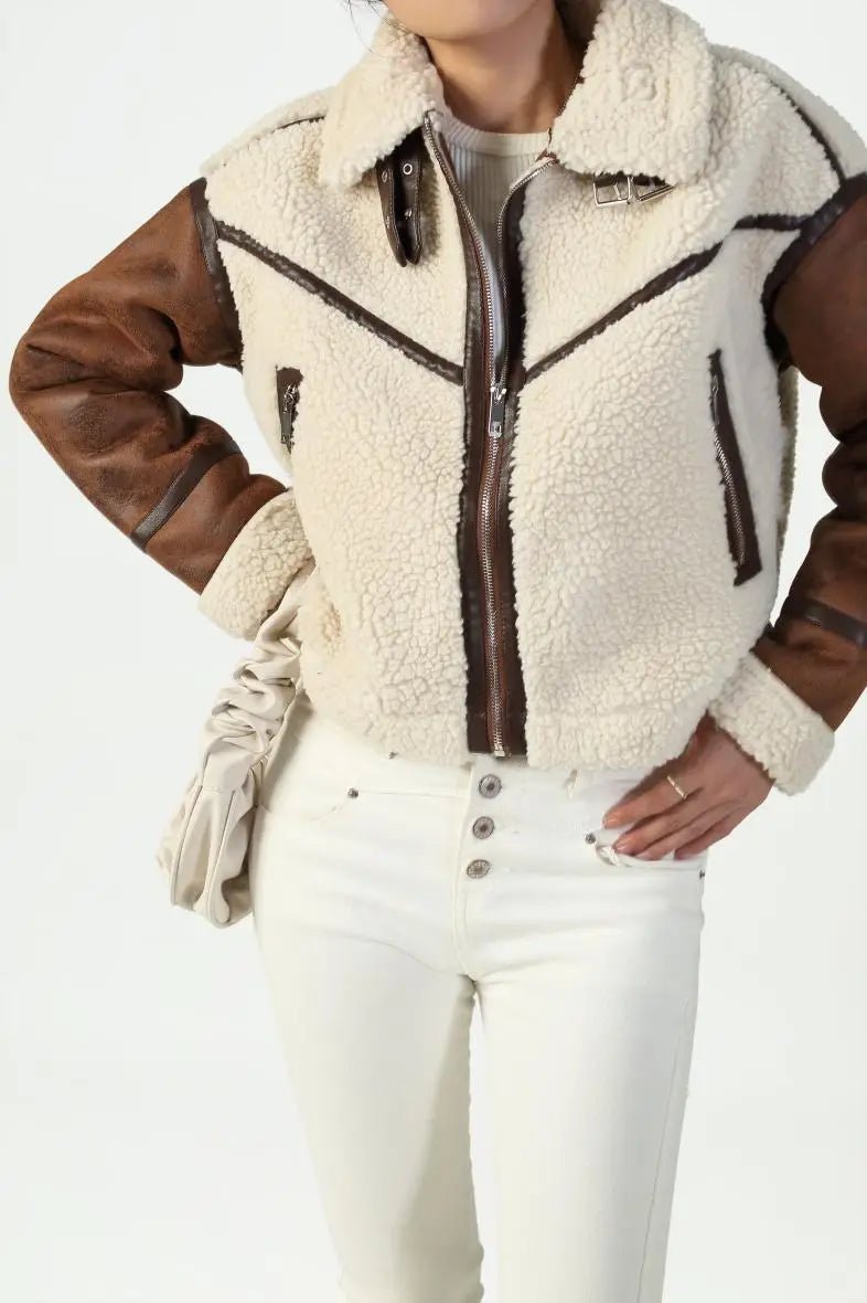 Blouson aviateur teddy bi matière - RIVE GAUCHE