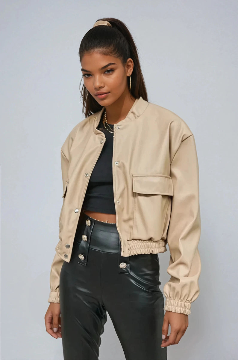Blouson court en similicuir effet bomber - RIVE GAUCHE