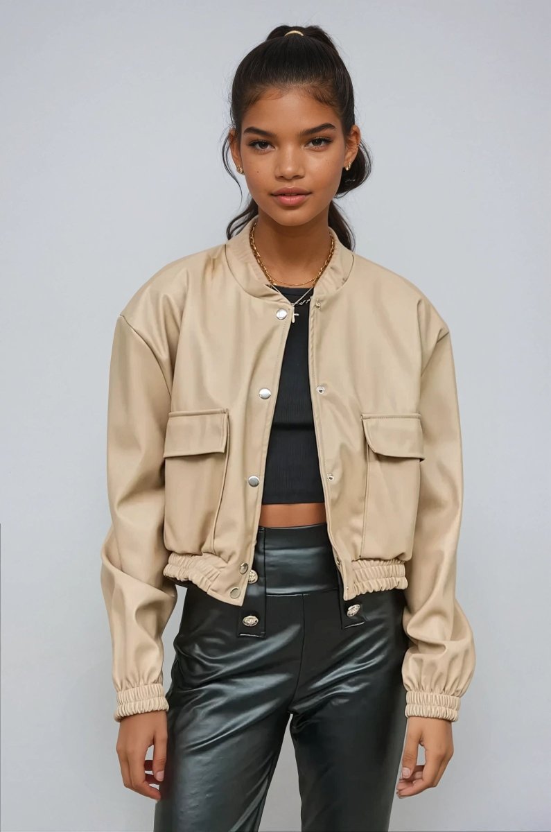 Blouson court en similicuir effet bomber - RIVE GAUCHE