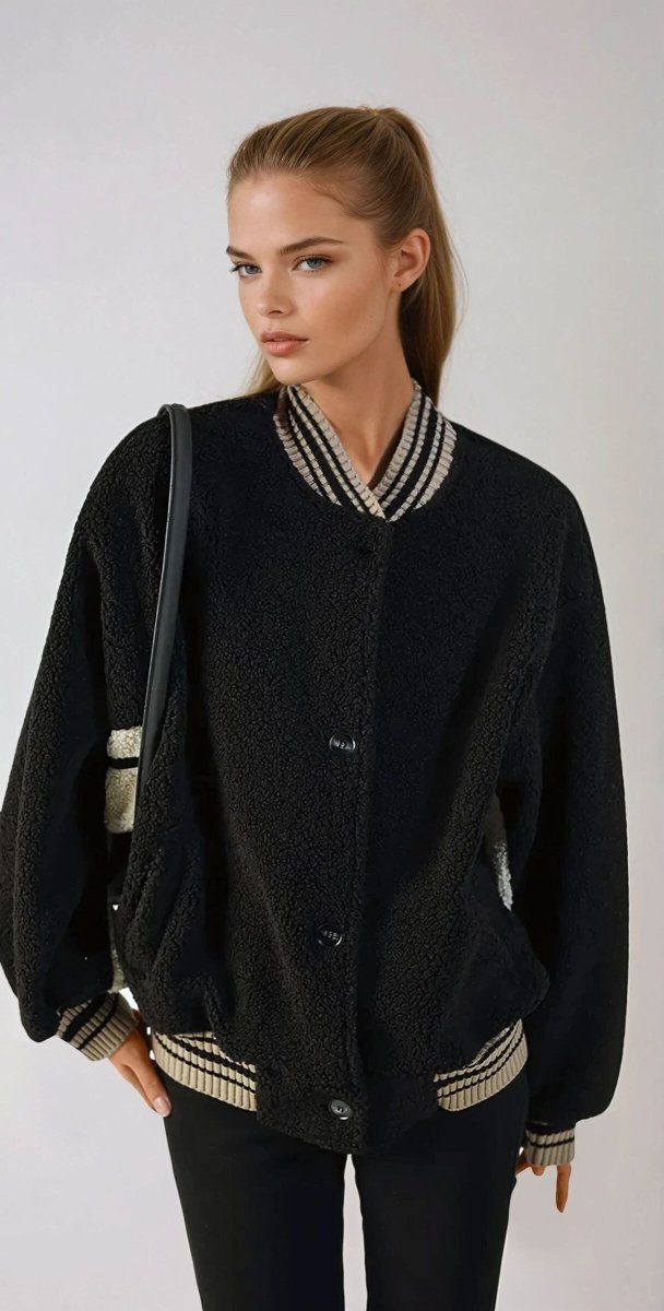 Blouson New York en fourrure moumoute noir - RIVE GAUCHE