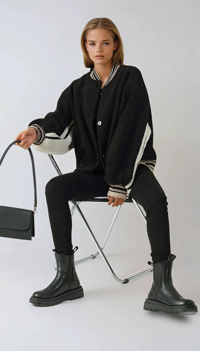 Blouson New York en fourrure moumoute noir - RIVE GAUCHE