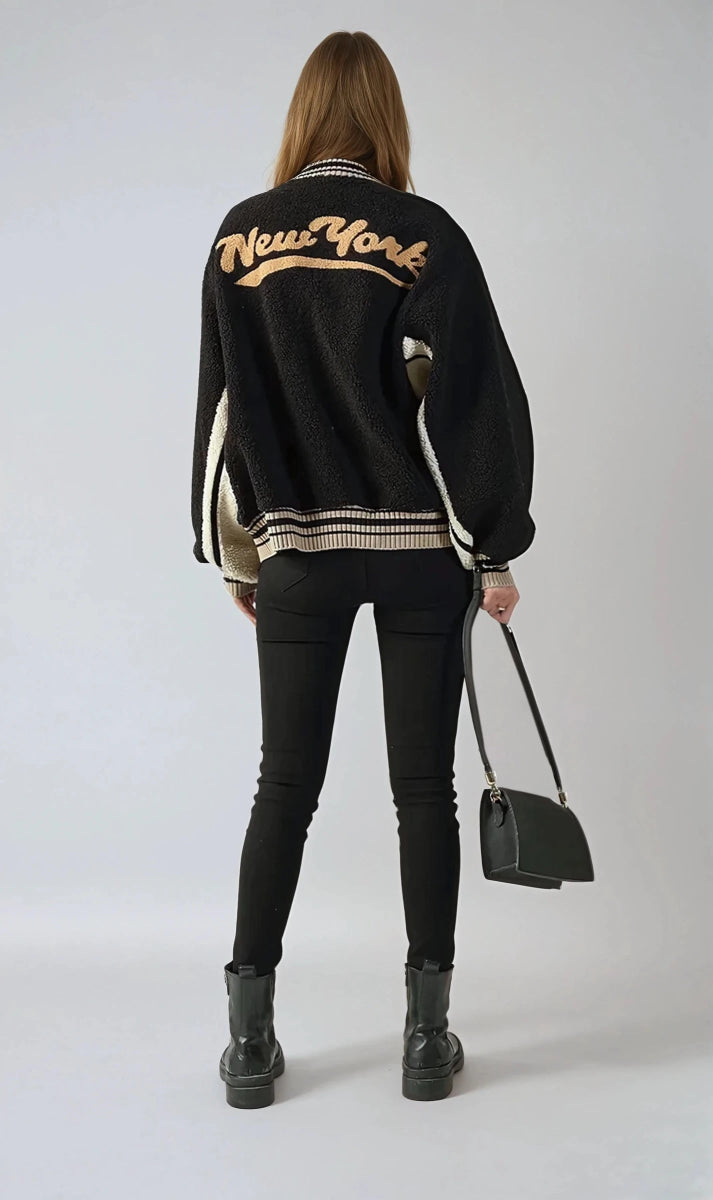 Blouson New York en fourrure moumoute noir - RIVE GAUCHE