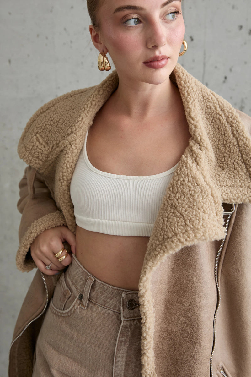 Bombardier court zippé beige - RIVE GAUCHE