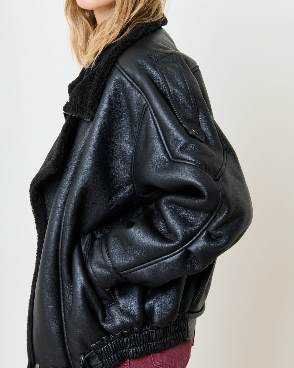 Bombardier noir tout doux doublure en sherpa - RIVE GAUCHE