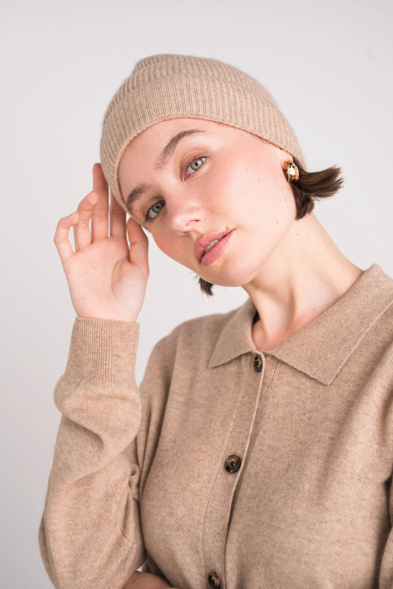 Bonnet beige 100% cachemire - RIVE GAUCHE