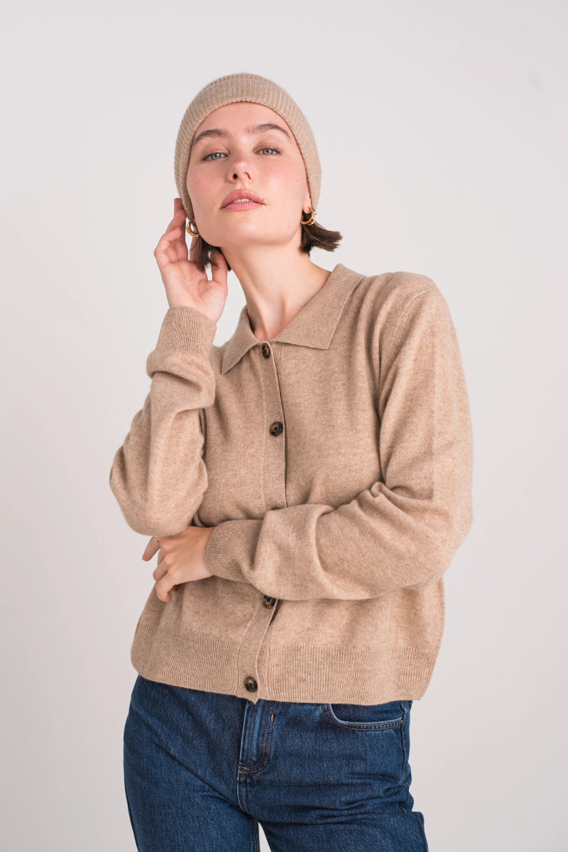 Bonnet beige 100% cachemire - RIVE GAUCHE