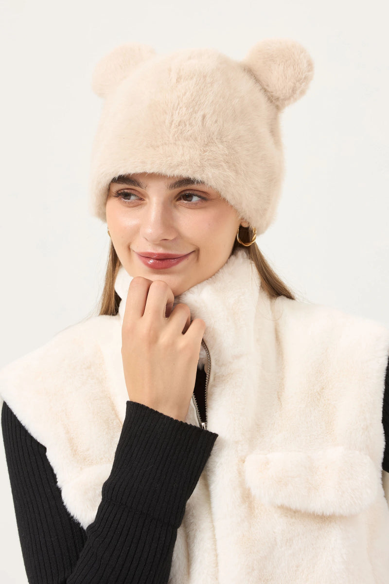 Bonnet beige en oreilles d’ours - RIVE GAUCHE