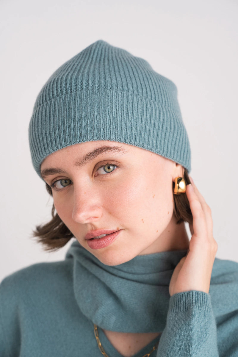 Bonnet céladon 100% cachemire - RIVE GAUCHE