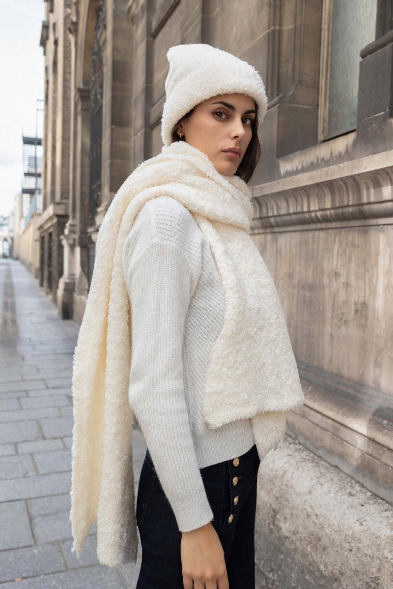 Bonnet doux à bouclette avec revers beige - RIVE GAUCHE