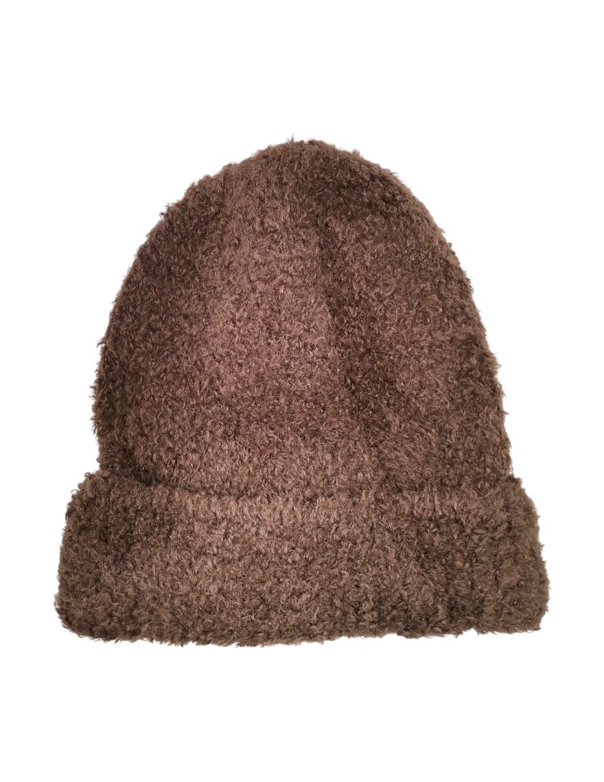 Bonnet doux à bouclette avec revers chocolat - RIVE GAUCHE