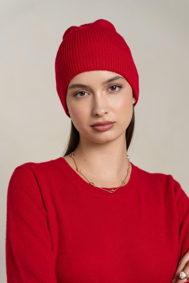 Bonnet rouge 100% cachemire - RIVE GAUCHE