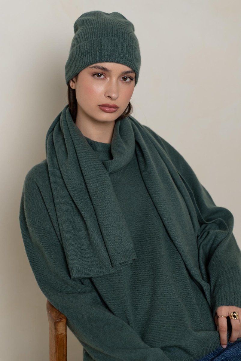 Bonnet vert foncé 100% cachemire - RIVE GAUCHE