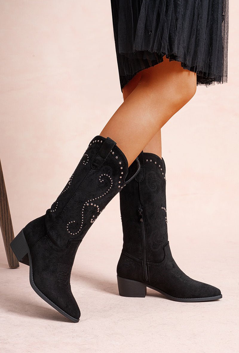 Botte santiags en suédine noires - RIVE GAUCHE