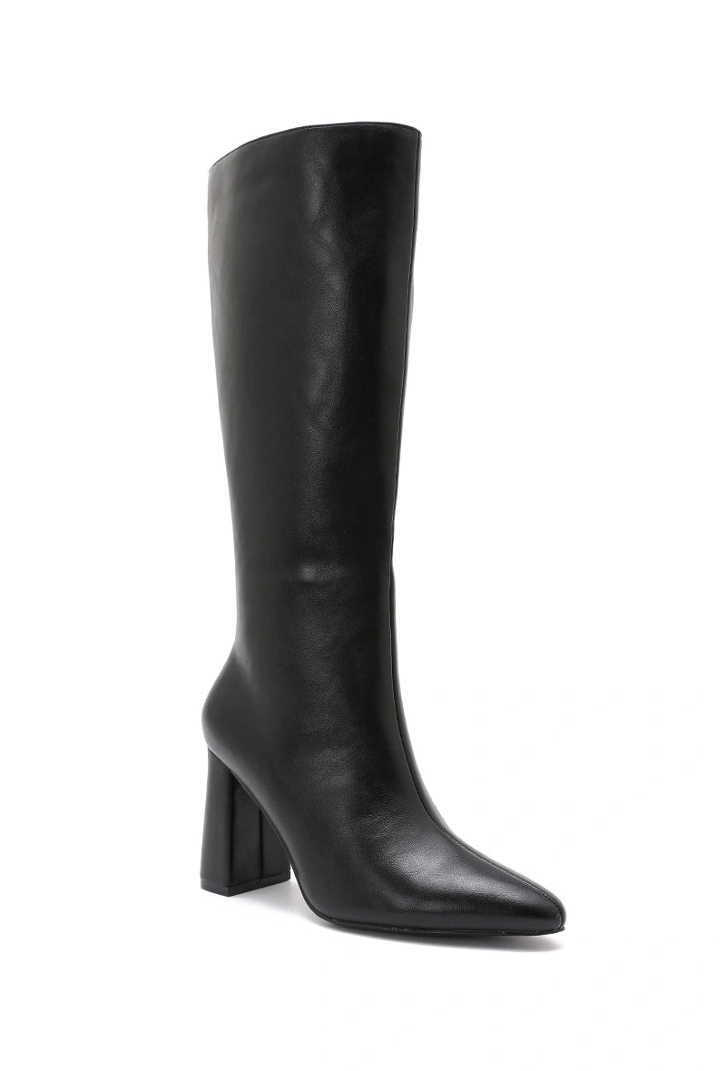 Bottes à talon 9 cm en simili cuir noires - RIVE GAUCHE