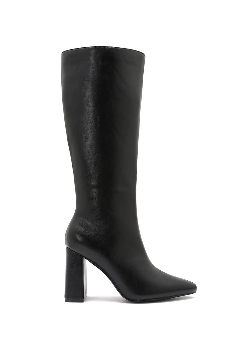 Bottes à talon 9 cm en simili cuir noires - RIVE GAUCHE