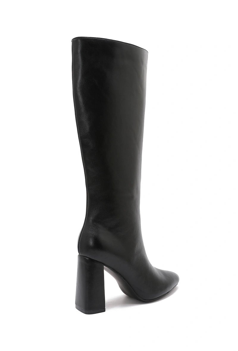 Bottes à talon 9 cm en simili cuir noires - RIVE GAUCHE