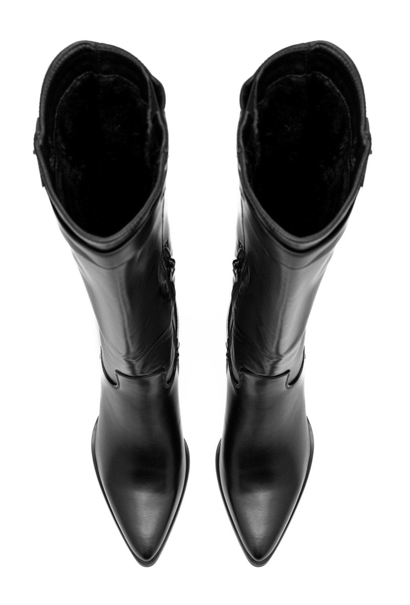 Bottes à talon bloc avec boucle dorée bout pointu - RIVE GAUCHE