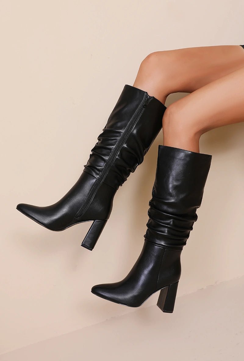 Bottes à talon carré 9,5cm noir - RIVE GAUCHE