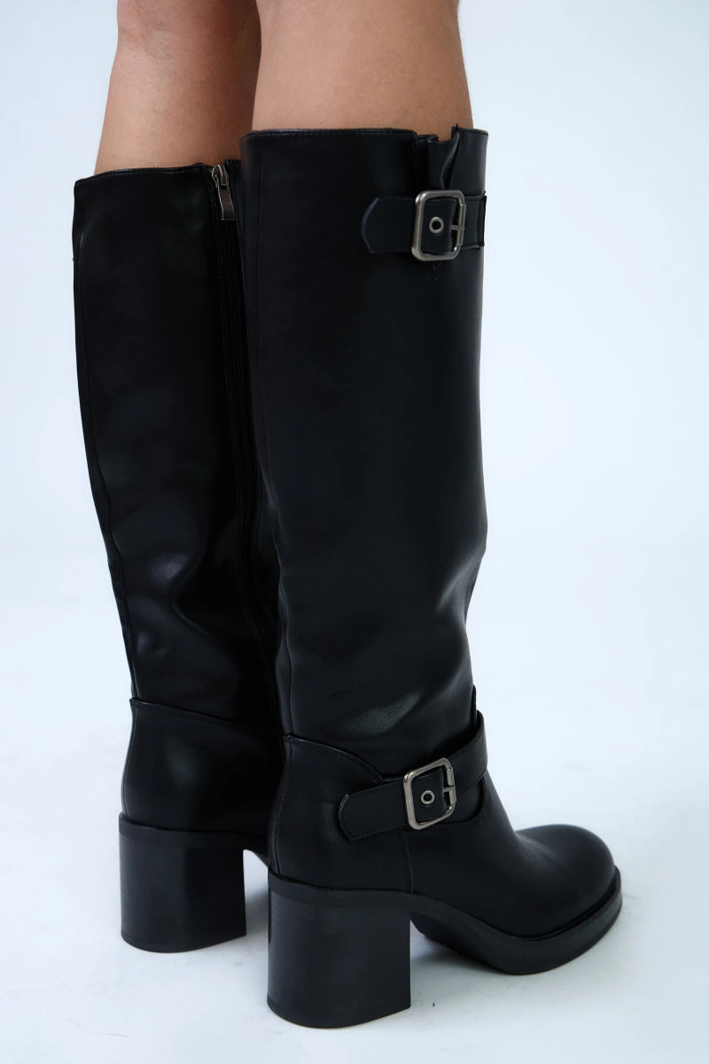 Bottes à talon de 7cm avec boucle noir - RIVE GAUCHE