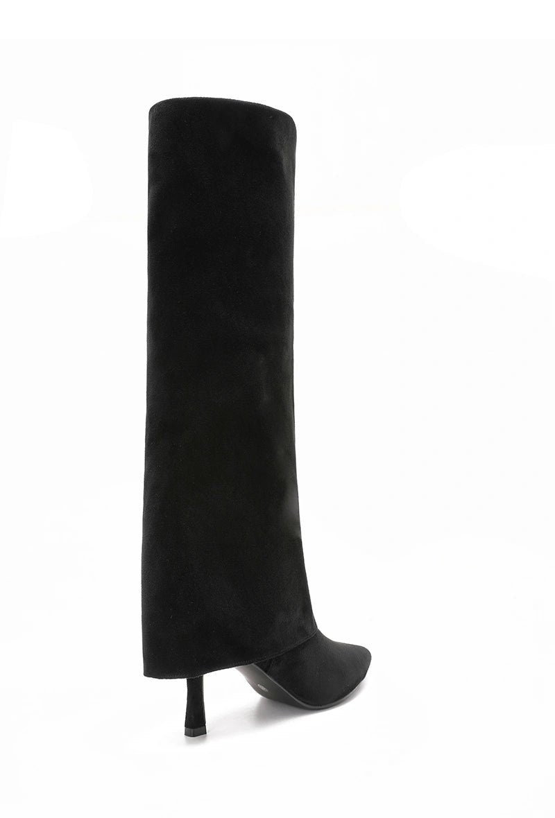 Bottes à talon et revers en suédine - RIVE GAUCHE