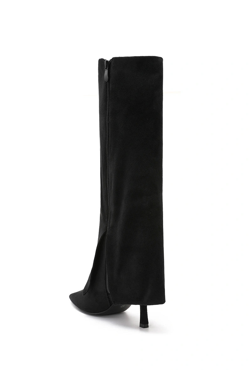 Bottes à talon et revers en suédine - RIVE GAUCHE