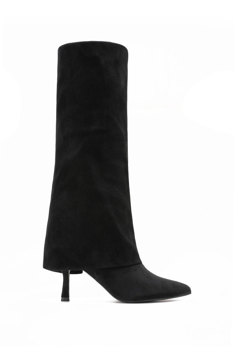 Bottes à talon et revers en suédine - RIVE GAUCHE