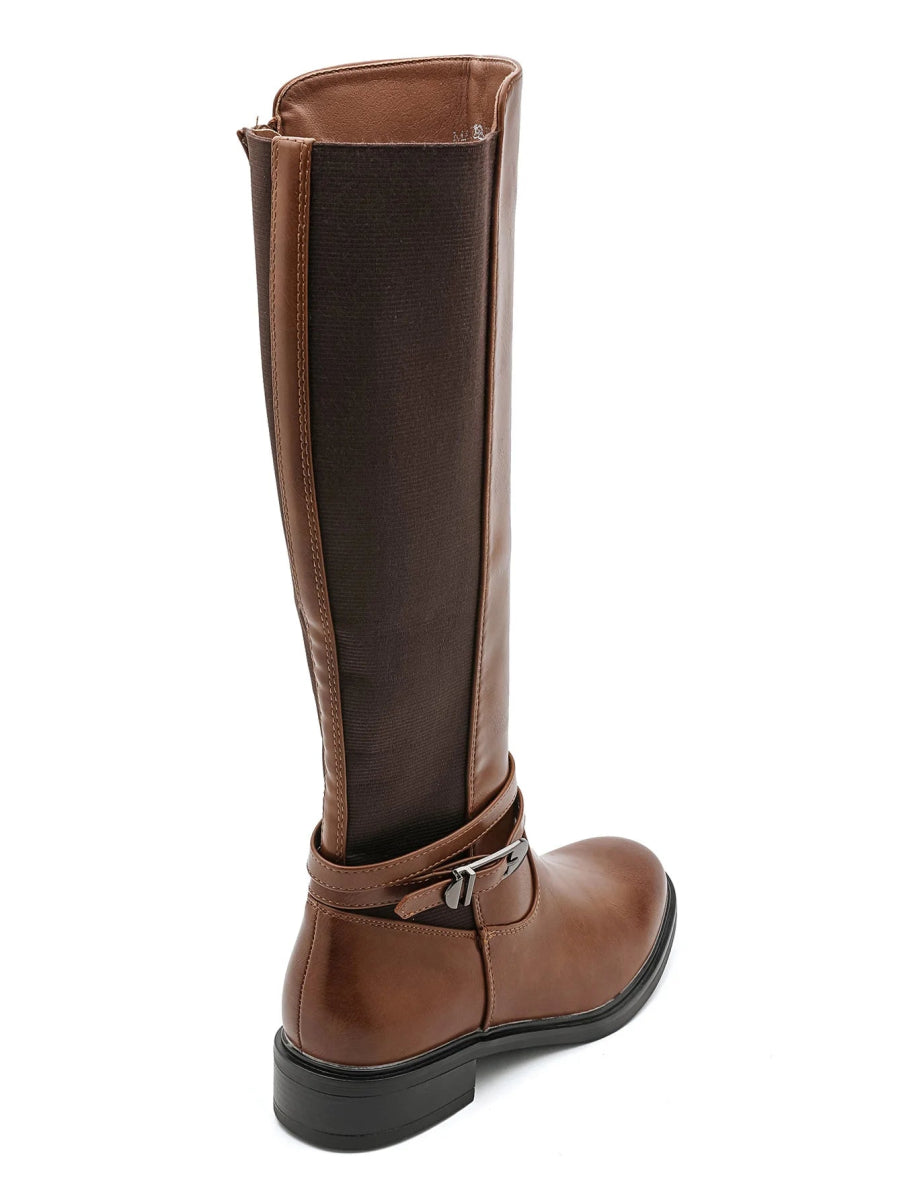 Bottes cavalières camel avec bride et fermeture éclair - RIVE GAUCHE