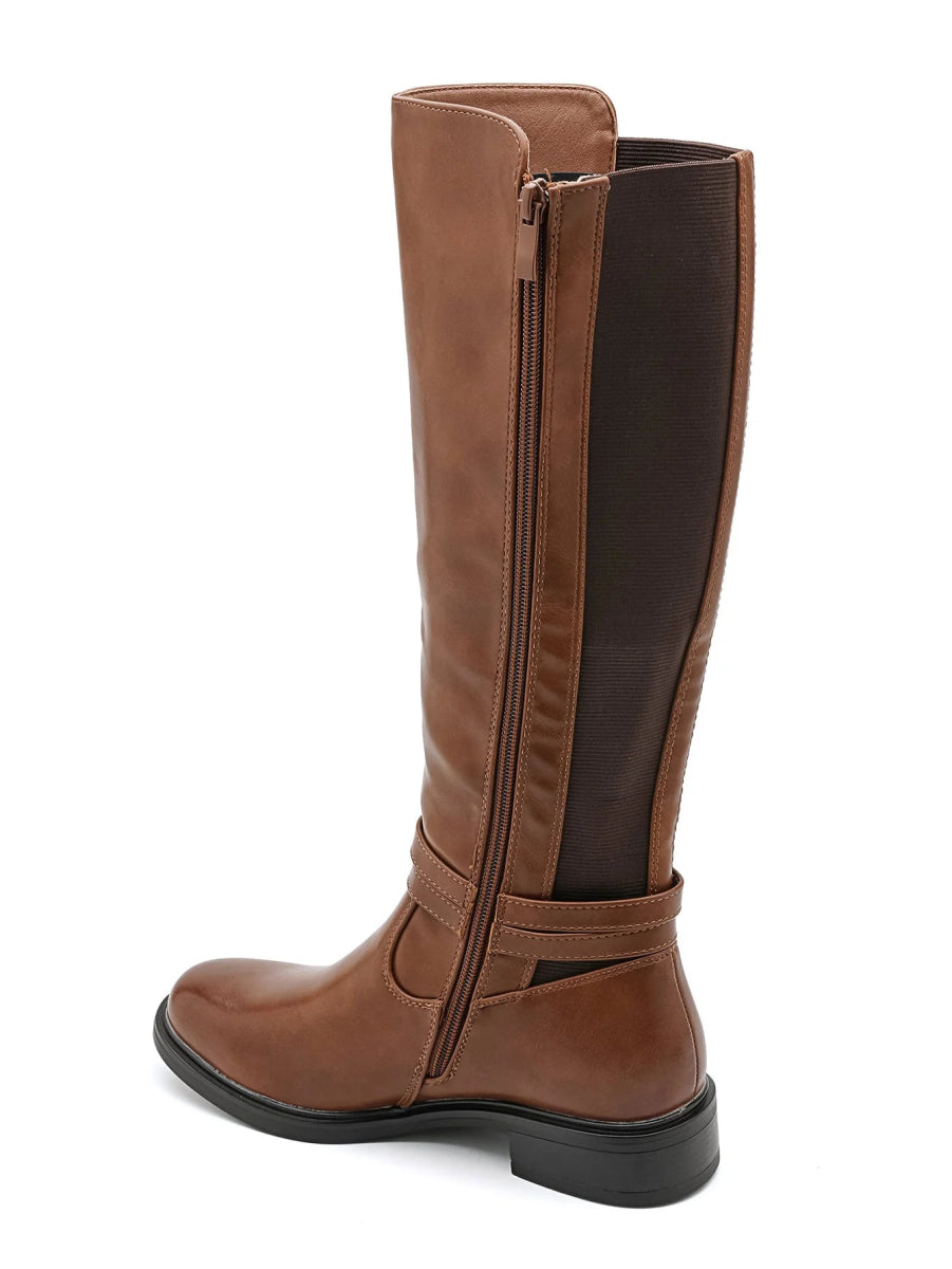 Bottes cavalières camel avec bride et fermeture éclair - RIVE GAUCHE