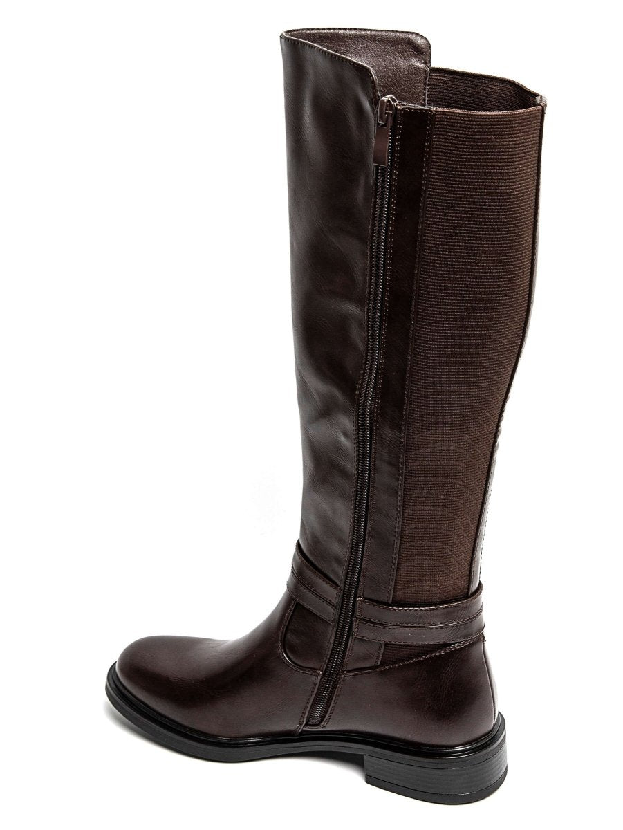 Bottes cavalières chocolat avec bride et fermeture éclair - RIVE GAUCHE